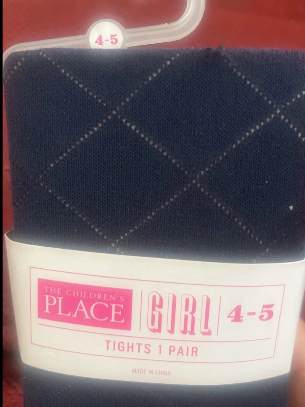 The Children's Place Navy Tights with White Argyle Stitch